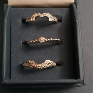 3pc silver heart ring